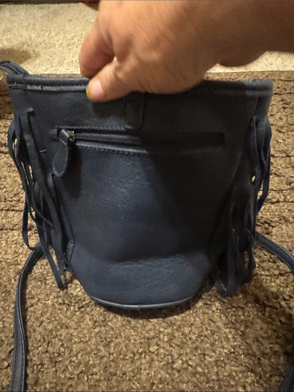 Fringe Crossbody Bag in Navy Blue